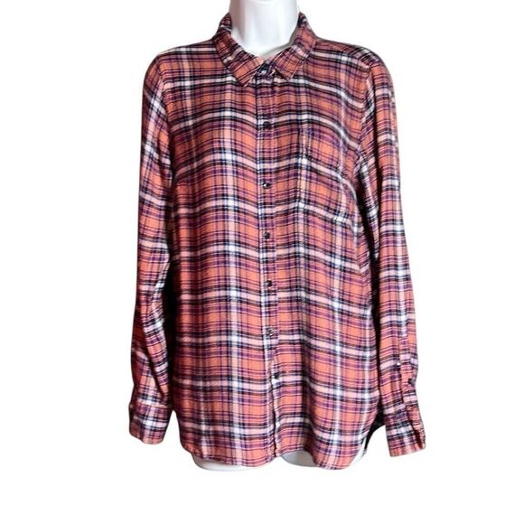 Lucky Brand Plaid Button-Down Shirt, Size Medium - Unique Back Detail! - Picture 1 of 8